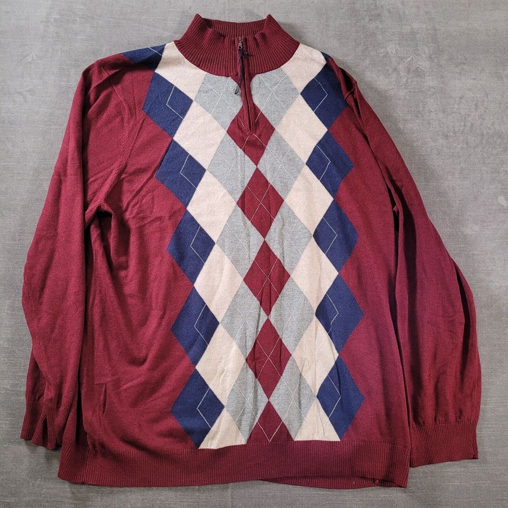 Croft & Barrow Vintage Mock Neck 1/4 Zip Grandpa Core Light Sweater Red Mens 4XB